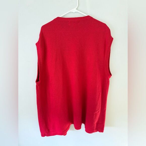 VTG Lisa International Festive Red Christmas Sweater Vest Snowman Reindeer 1X - Picture 6 of 7